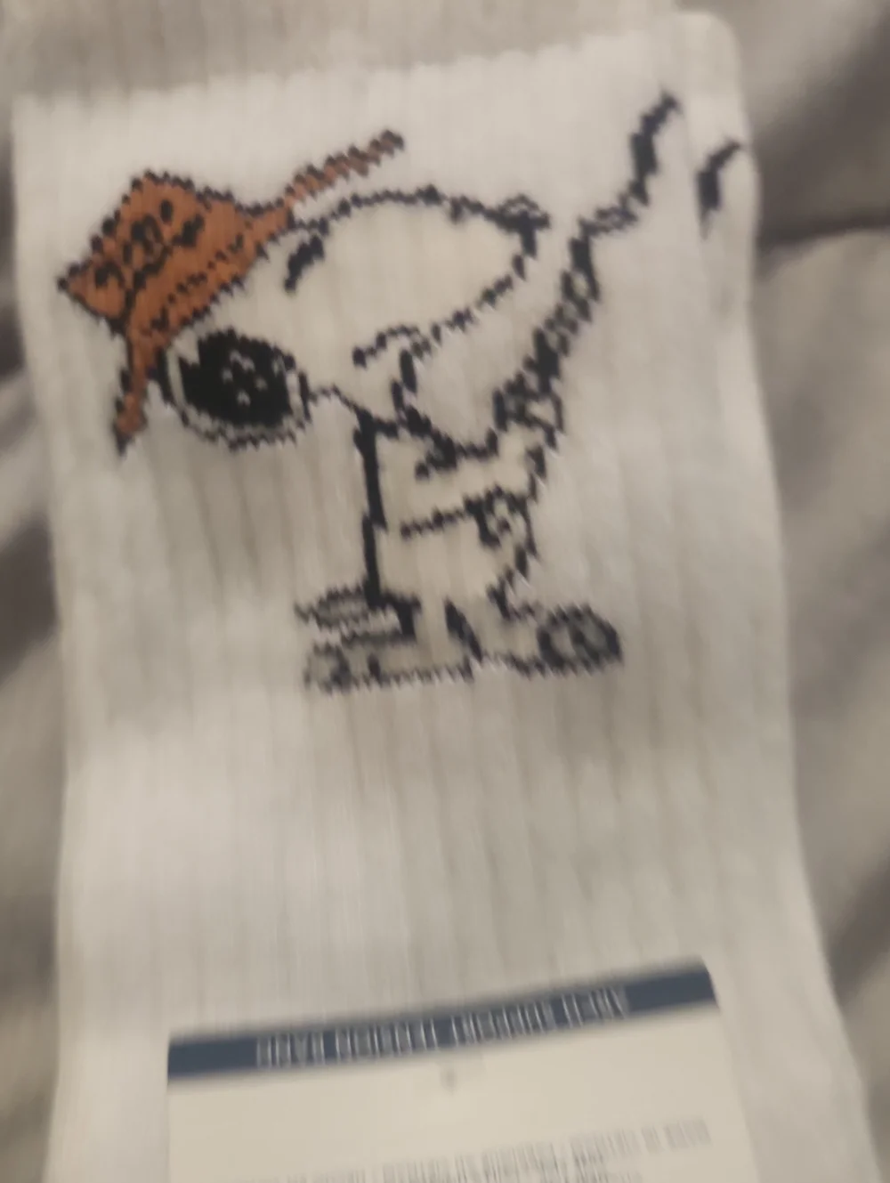 American Eagle Outfitters White Crew Socks with Orange Hat Snoopy Design